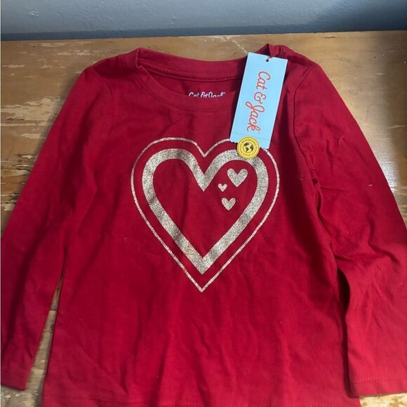 Cat & Jack Red Heart Kids Shirt size 2T NWT - Picture 1 of 2